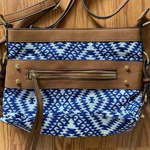 Blue & White Aztec Crossbody Bag